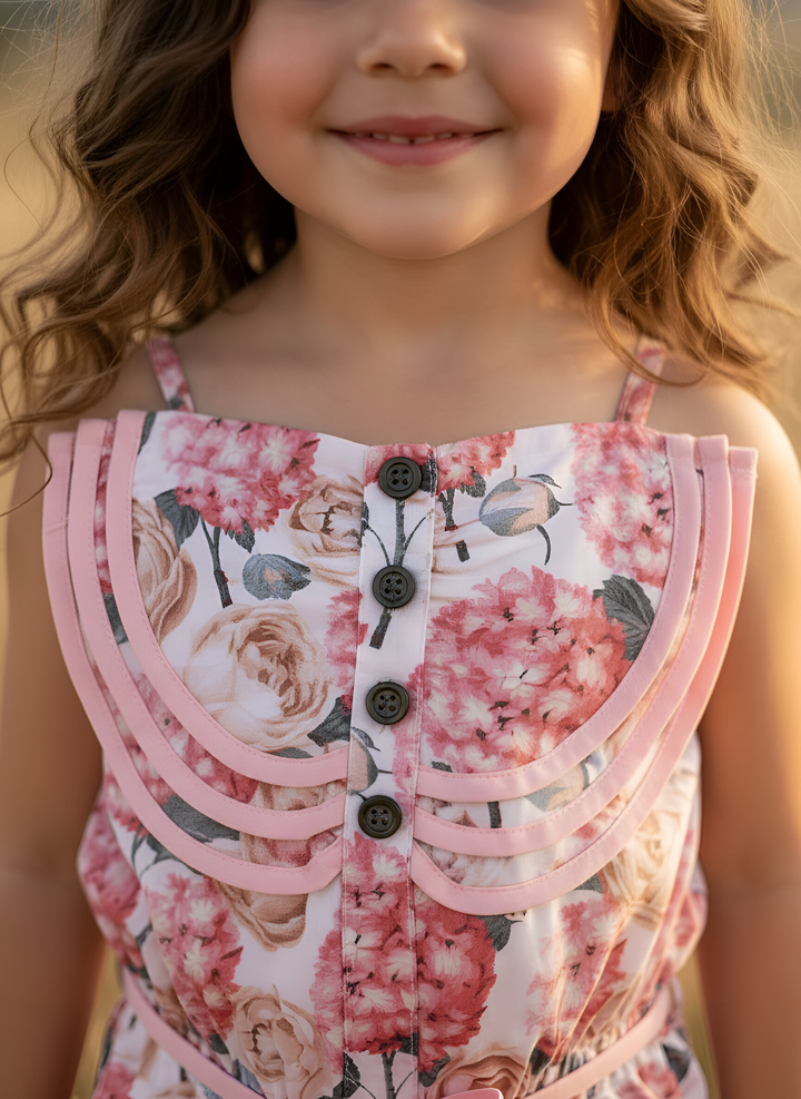 Girls Miranda Playsuit - Pink Blossom