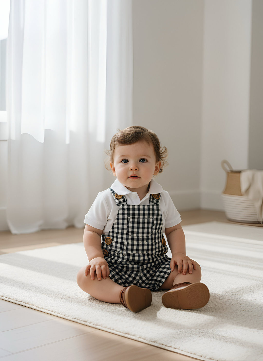 Baby Boys Roy Dungaree - Navy Check 26