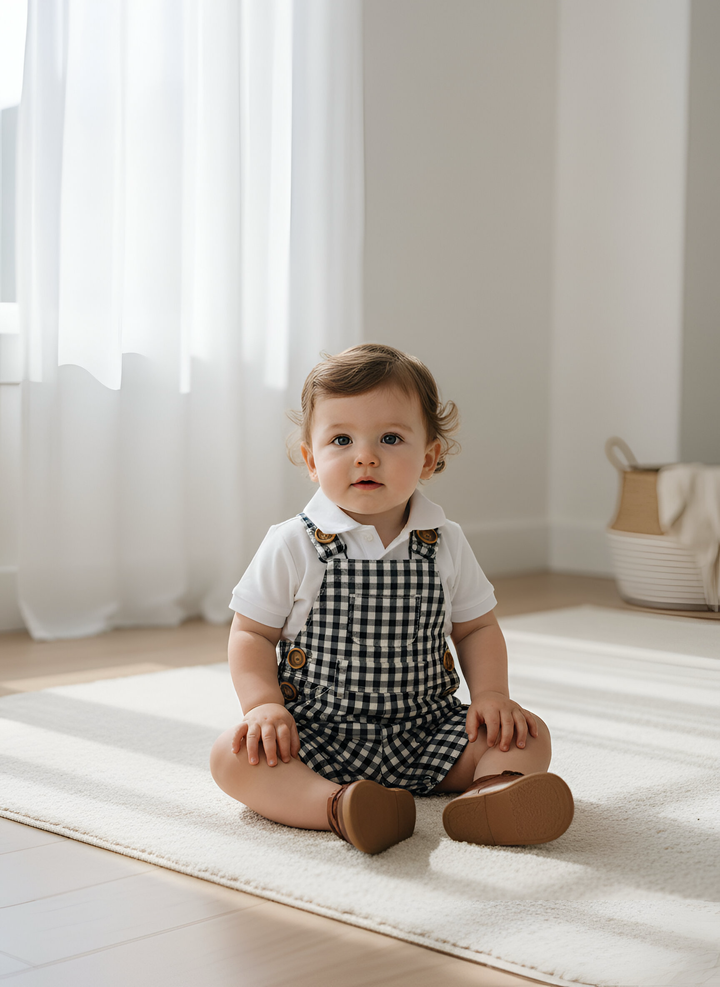 Baby Boys Roy Dungaree - Navy Check 26