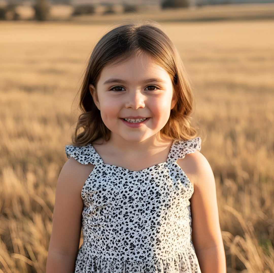 Girls Ellie Dress - Navy Daisy