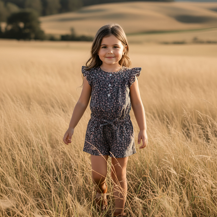 Girls Chloe Playsuit - Vintage Posy