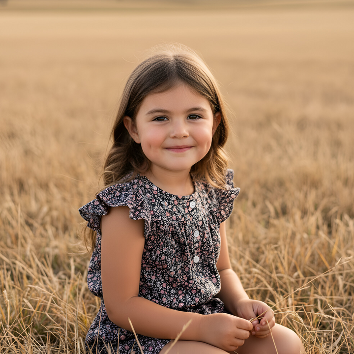 Girls Chloe Playsuit - Vintage Posy