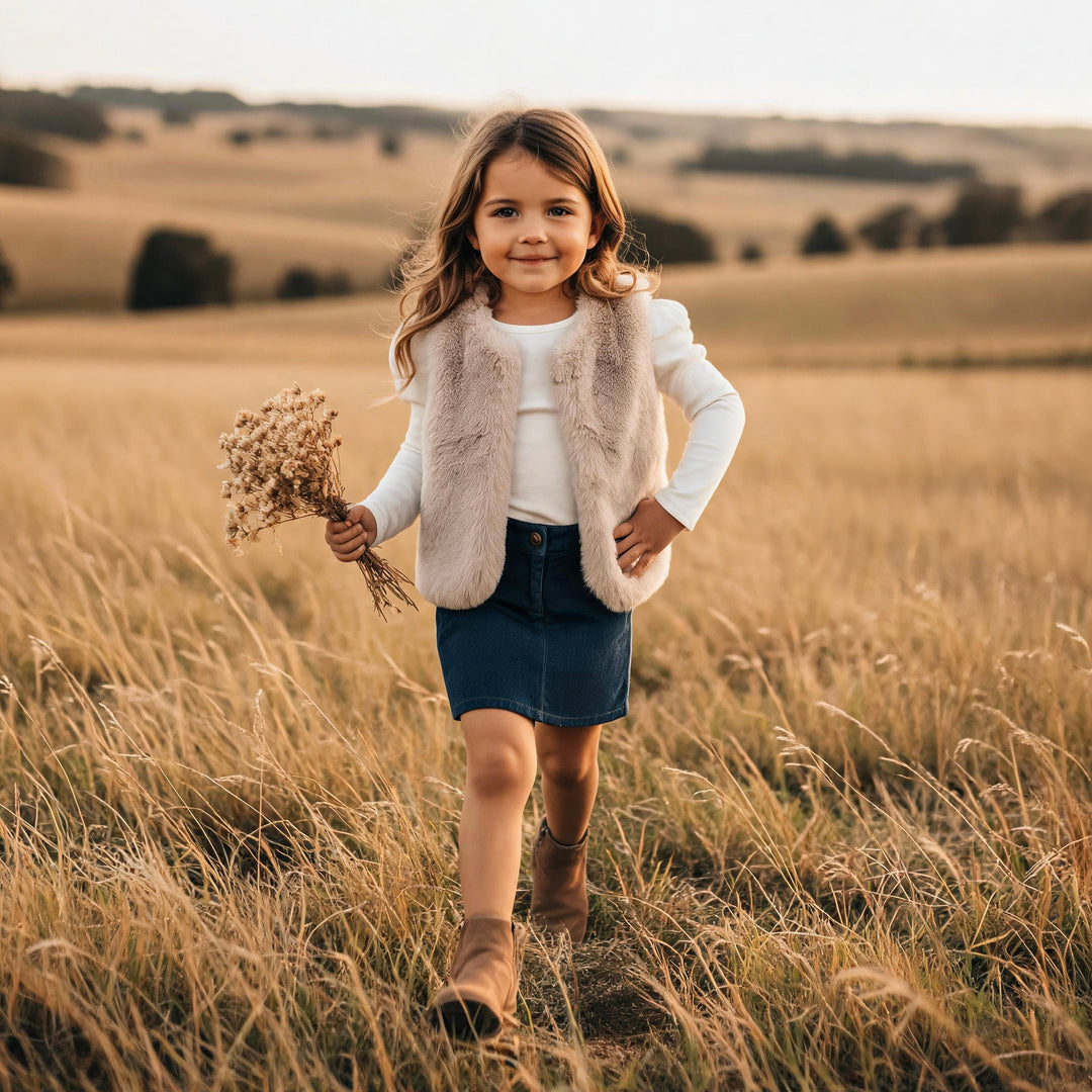Girls Puff Sleeve Knit Top - White
