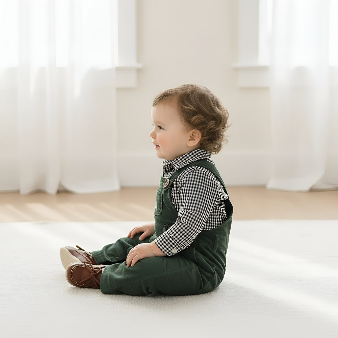 Baby Boys Roy Dungaree - Olive Corduroy