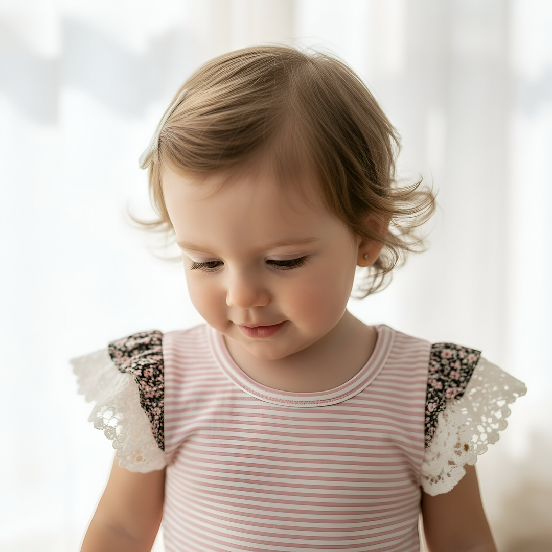 Baby Girls Knit Romper - Pink Stripe