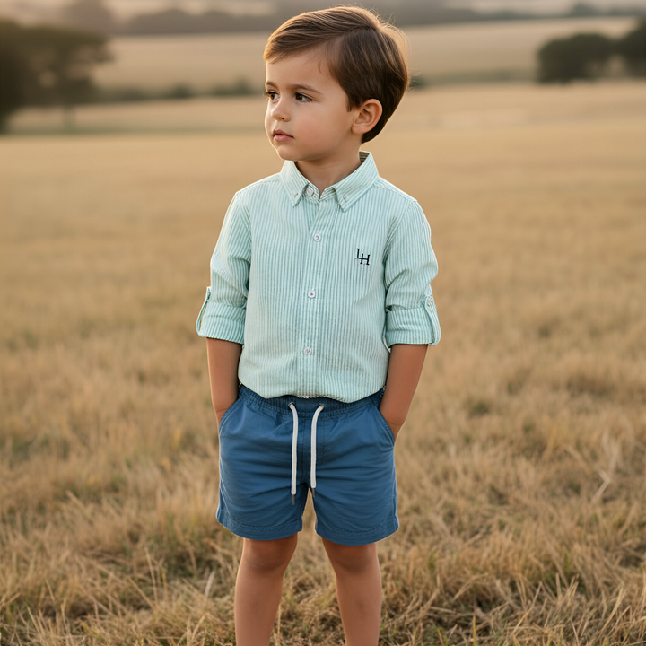 Boys Sonny Shorts - Blue Linen 26
