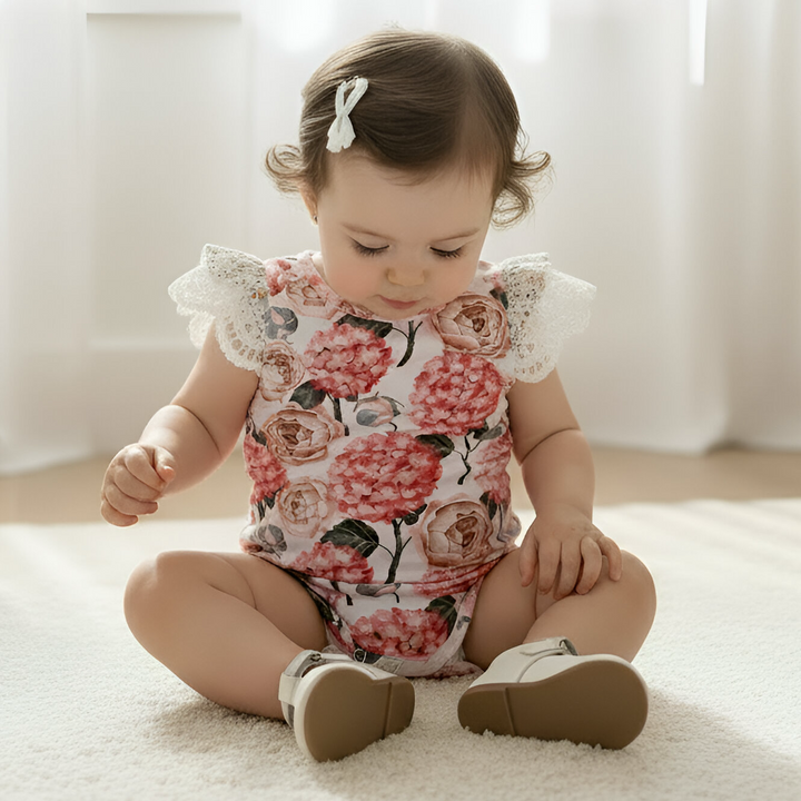 Baby Girls Knit Romper - Pink Blossom