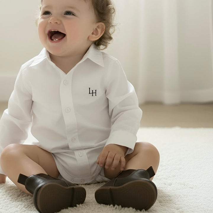 Baby Boys Dress Shirt Romper - White