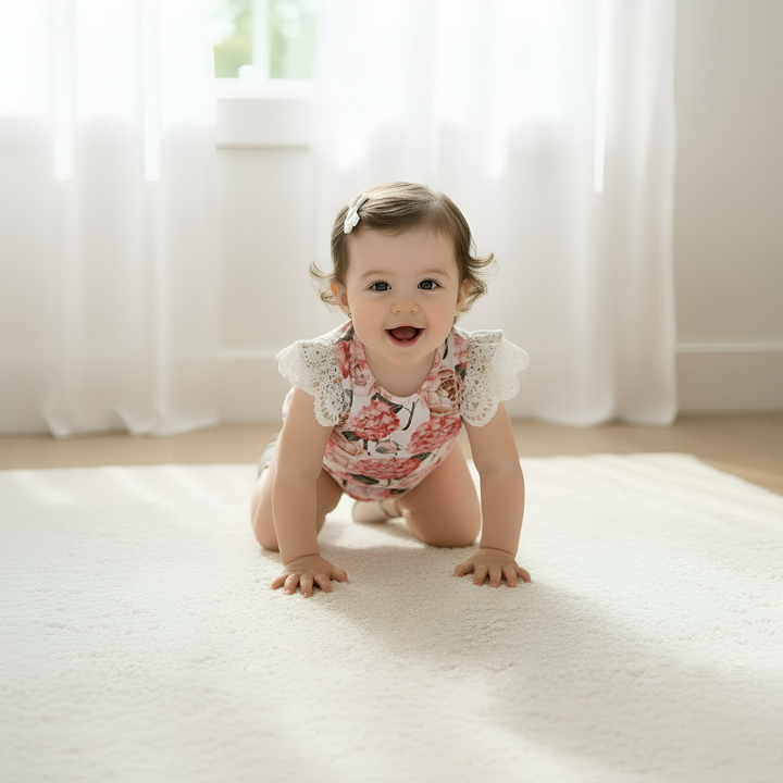 Baby Girls Knit Romper - Pink Blossom