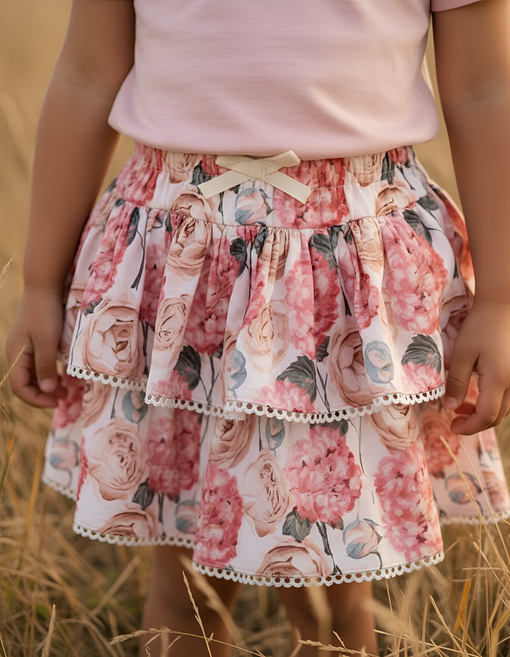 Girls Frilly Skirt - Pink Blossom