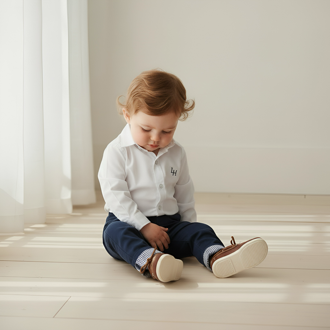 Baby Boys Dress Shirt Romper - White