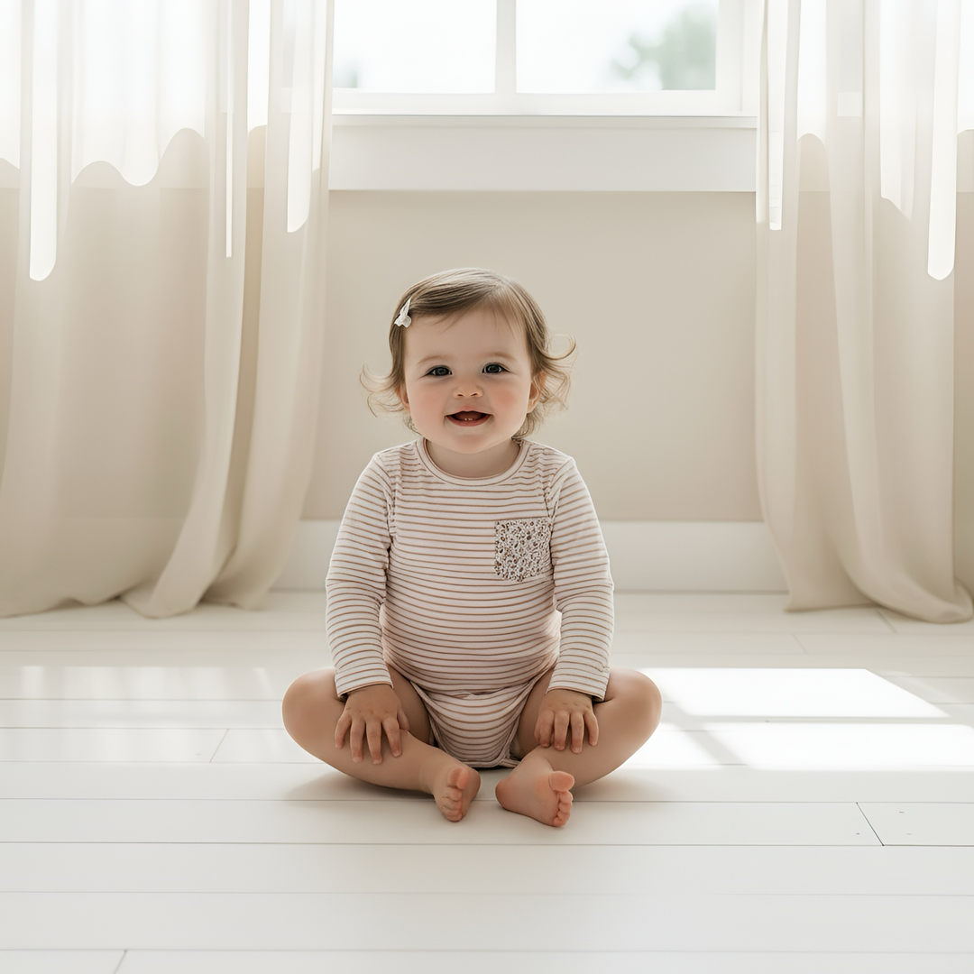 Baby Girls Knit Romper -  Pink Stripe
