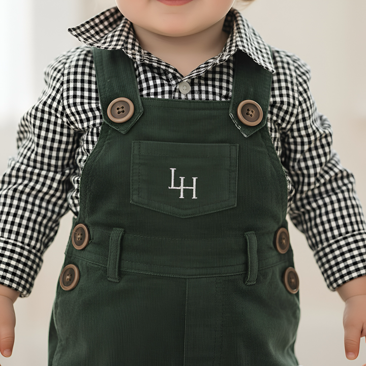 Baby Boys Roy Dungaree - Olive Corduroy