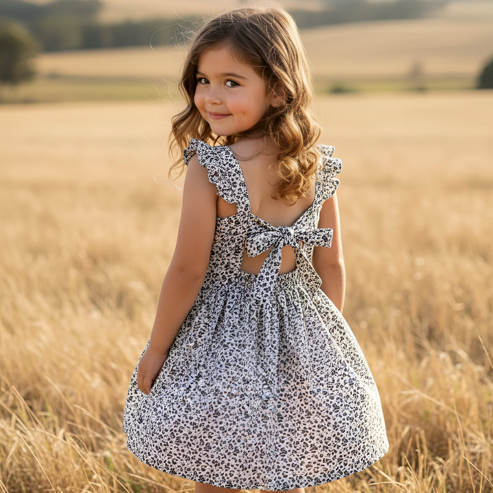 Girls Ellie Dress - Navy Daisy