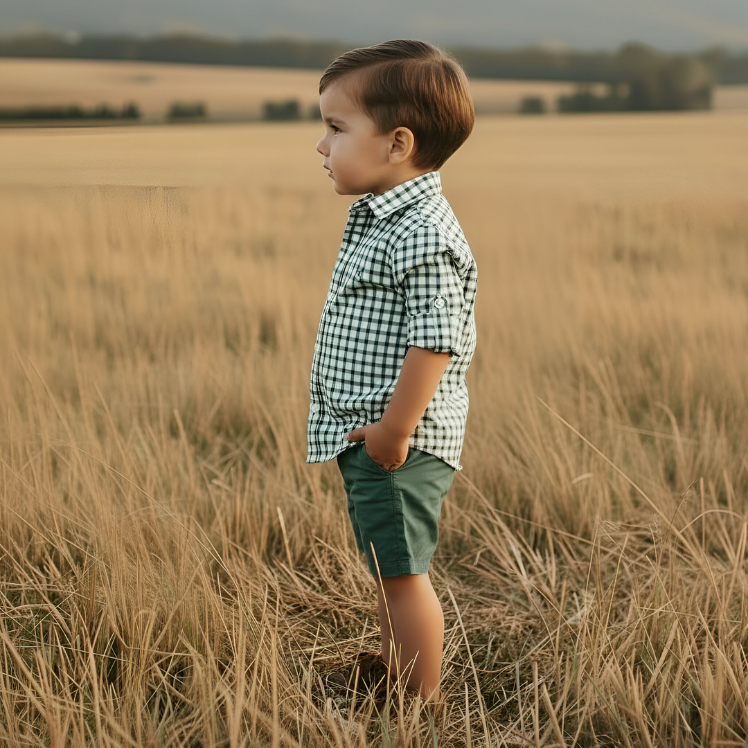 Boys Oxford Dress Shirt - Green Check 26