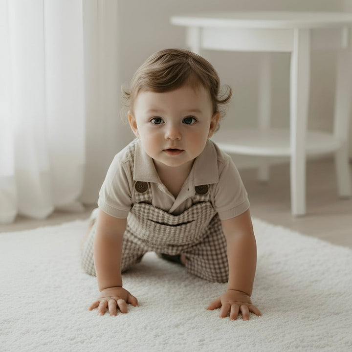 Baby Boys Roy Dungaree - Brown Gingham