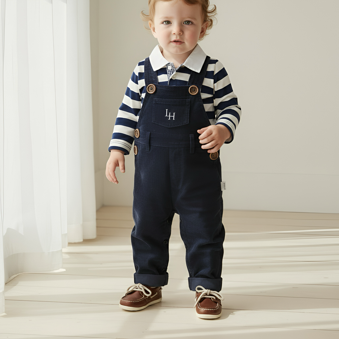 Baby Boys Roy Dungaree - Navy Corduroy