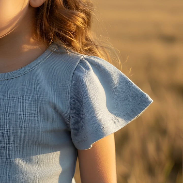 Girls Frill Sleeve Top - Blue