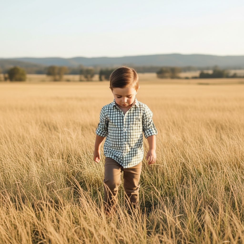 Boys Oxford Dress Shirt - Olive Check
