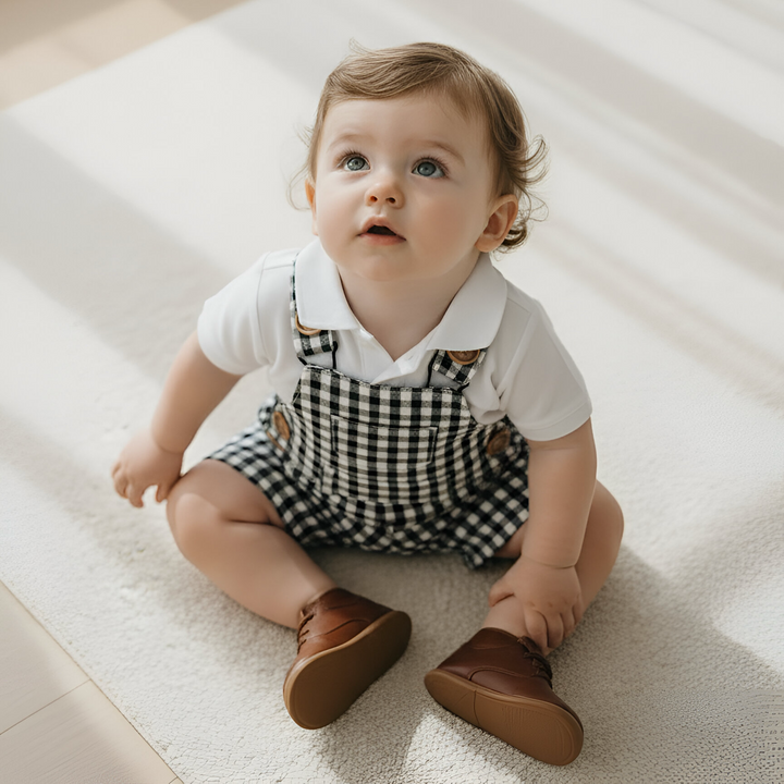 Baby Boys Roy Dungaree - Navy Check 26