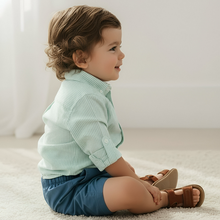 Baby Boys Sonny Short - Blue Linen 26