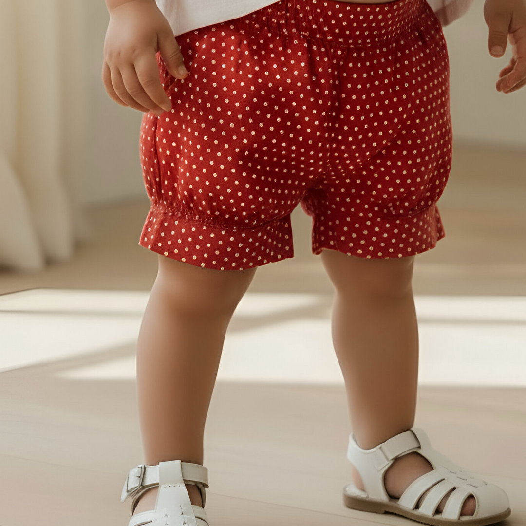 Baby Girls Lucy Shorts - Red Polka Dots