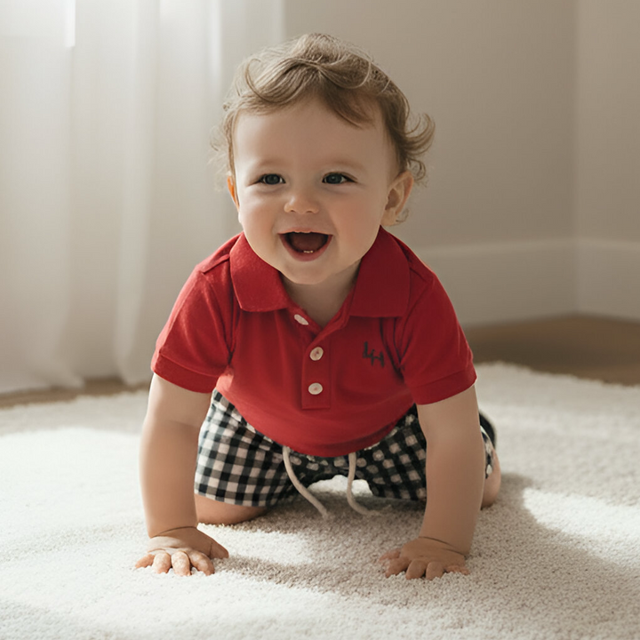 Baby Boys Sonny Short - Navy Check