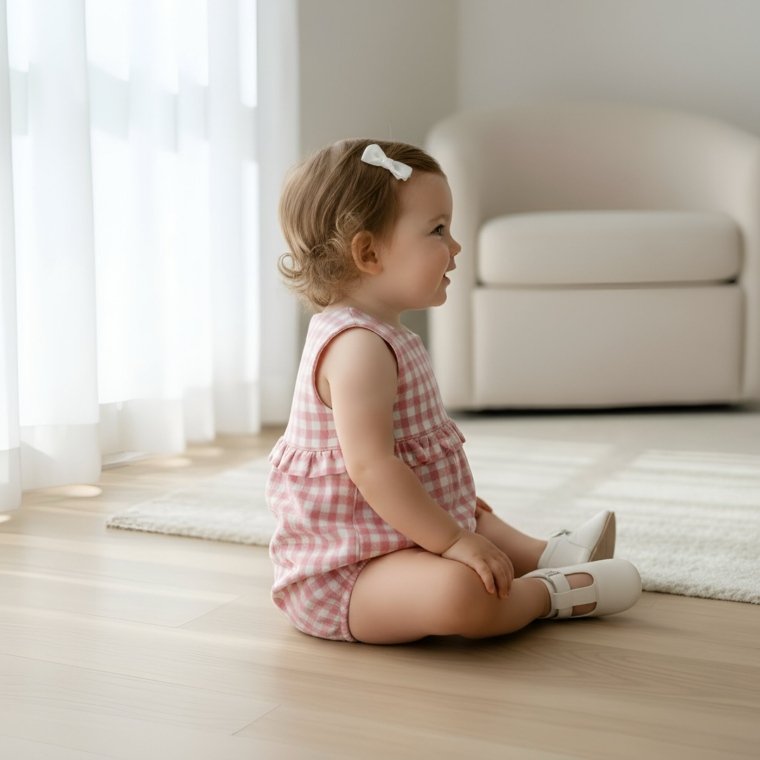 Baby Girls Nora Playsuit - Pink Check