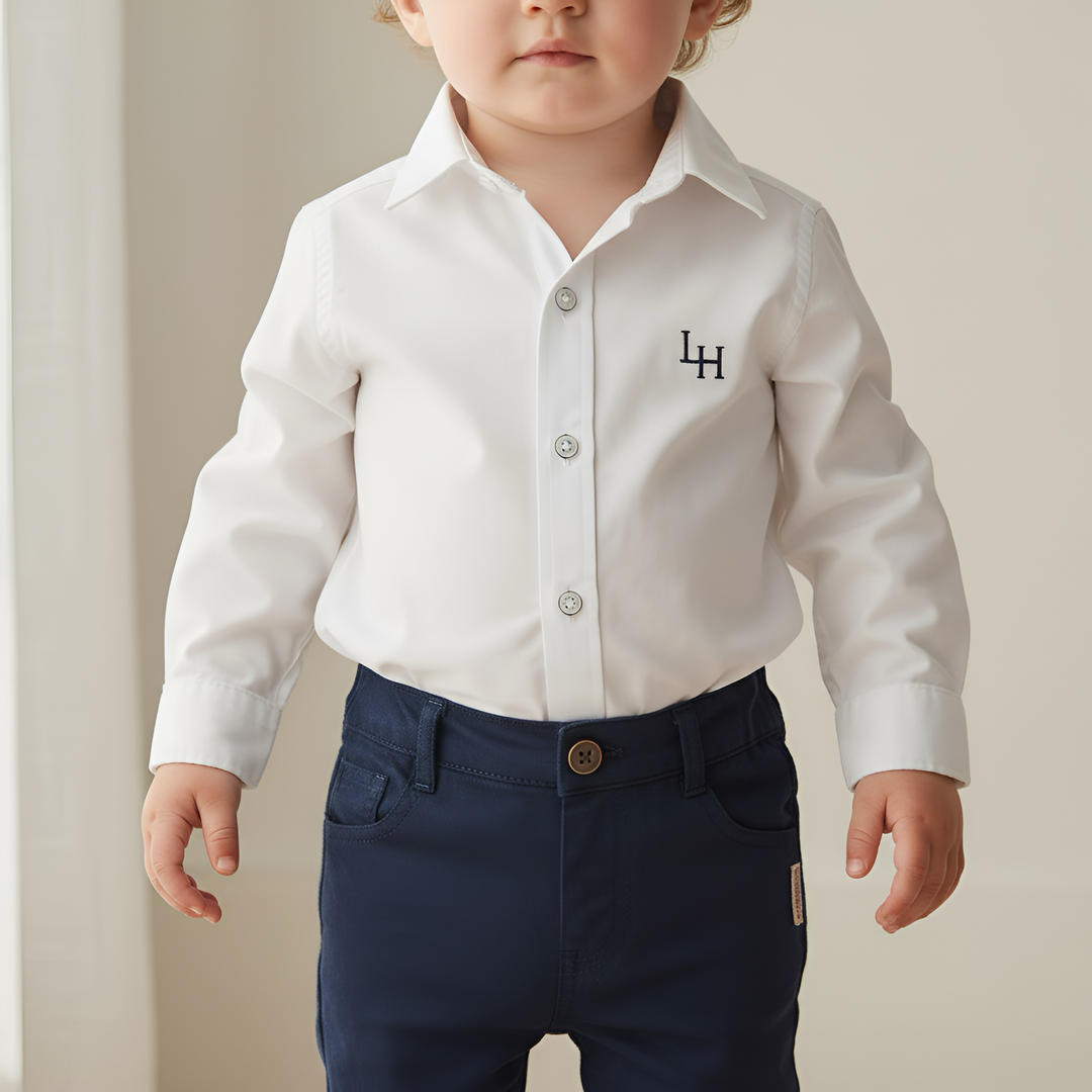 Baby Boys Dress Shirt Romper - White