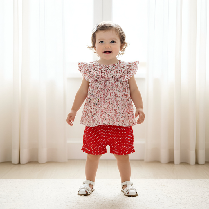 Baby Girls Lucy Shorts - Red Polka Dots