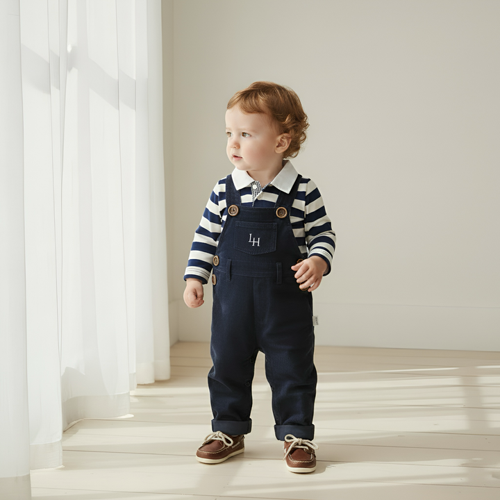 Baby Boys Roy Dungaree - Navy Corduroy