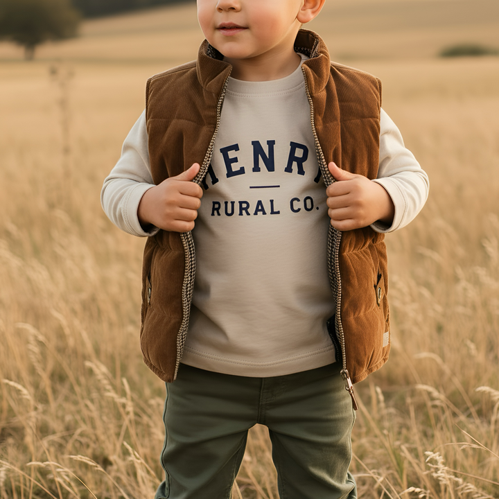 Boys LS Tee - Henry Rural Co - Stone