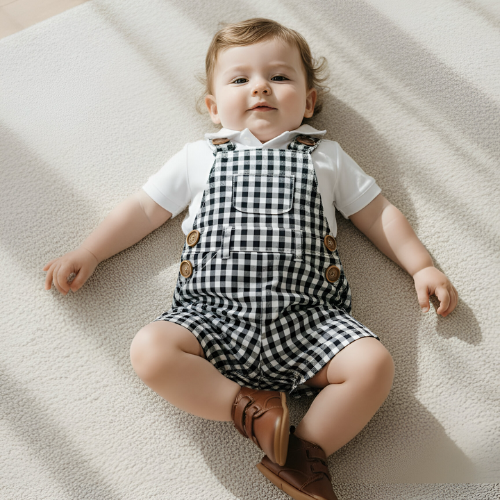 Baby Boys Roy Dungaree - Navy Check 26