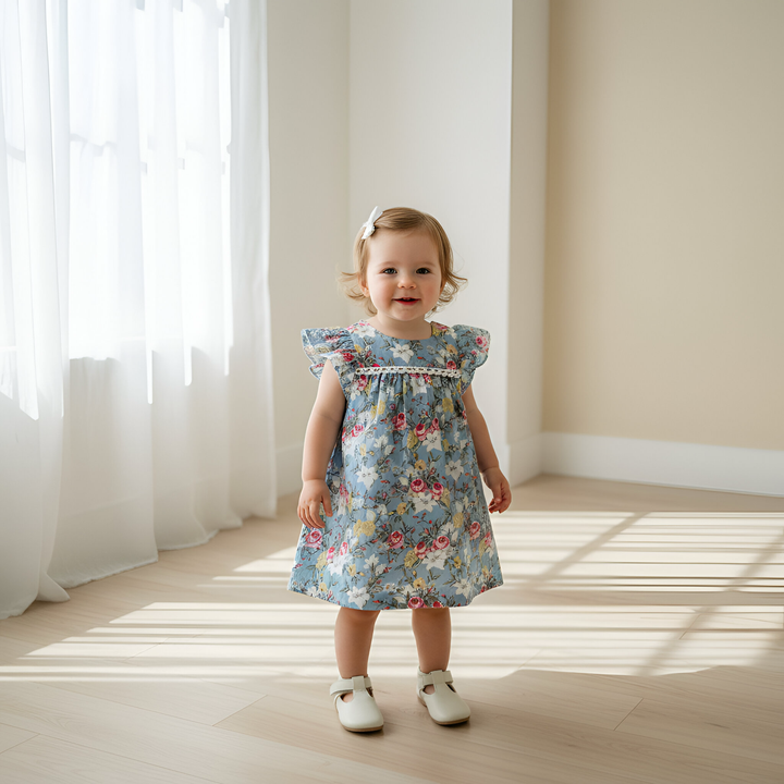 Baby Girls Maisy Dress - Blue Blossom