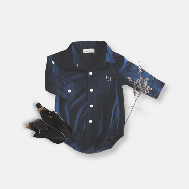 Baby Boys Dress Shirt Romper - Navy