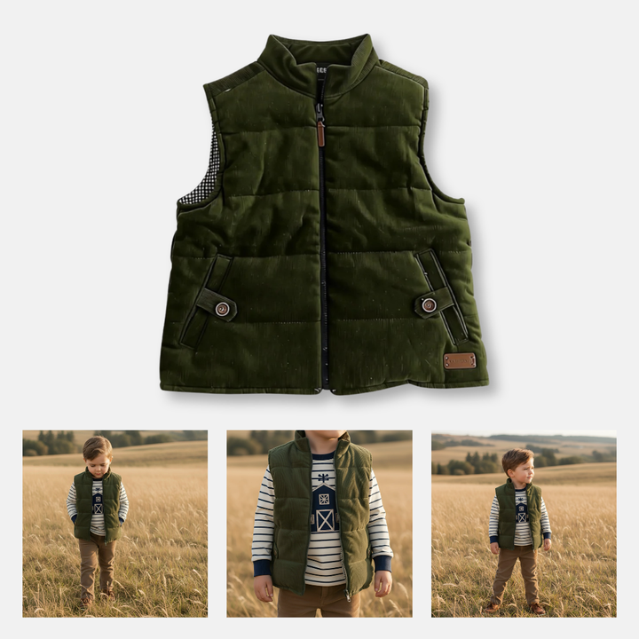 Boys Cooper Puffer Vest - Dark Olive