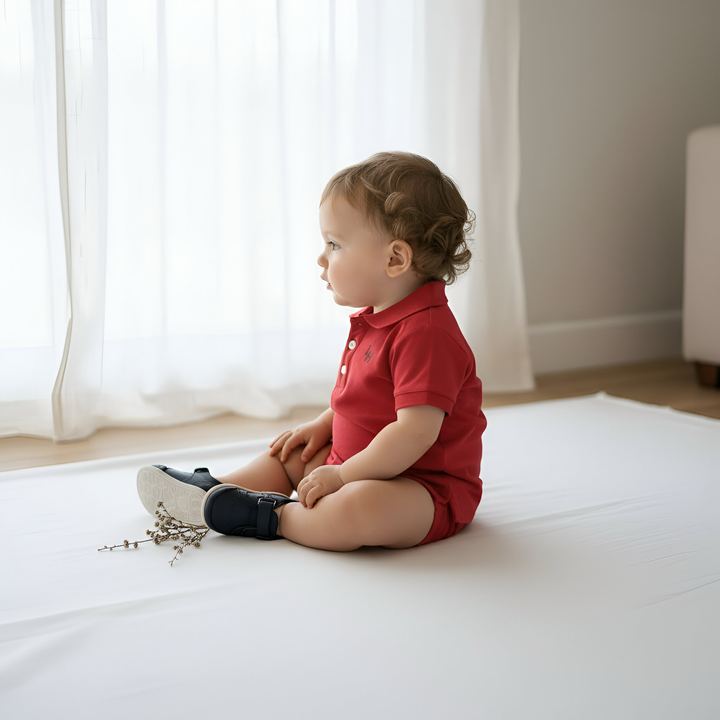 Baby Boys Polo Romper - Red