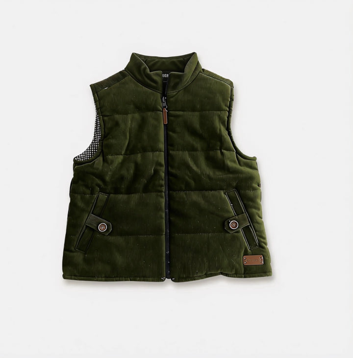 Boys Cooper Puffer Vest - Dark Olive