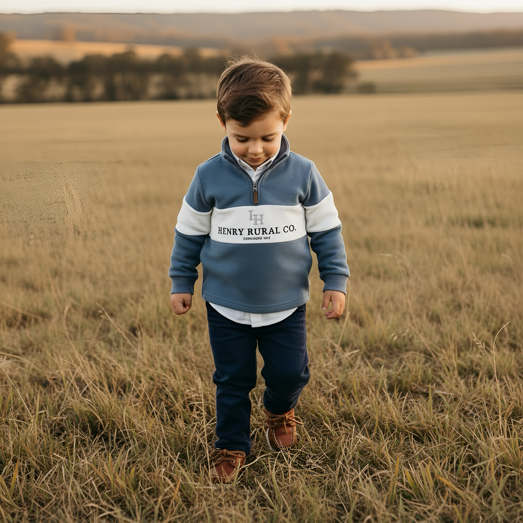 Boys Rural Co Sweater - Blue/White