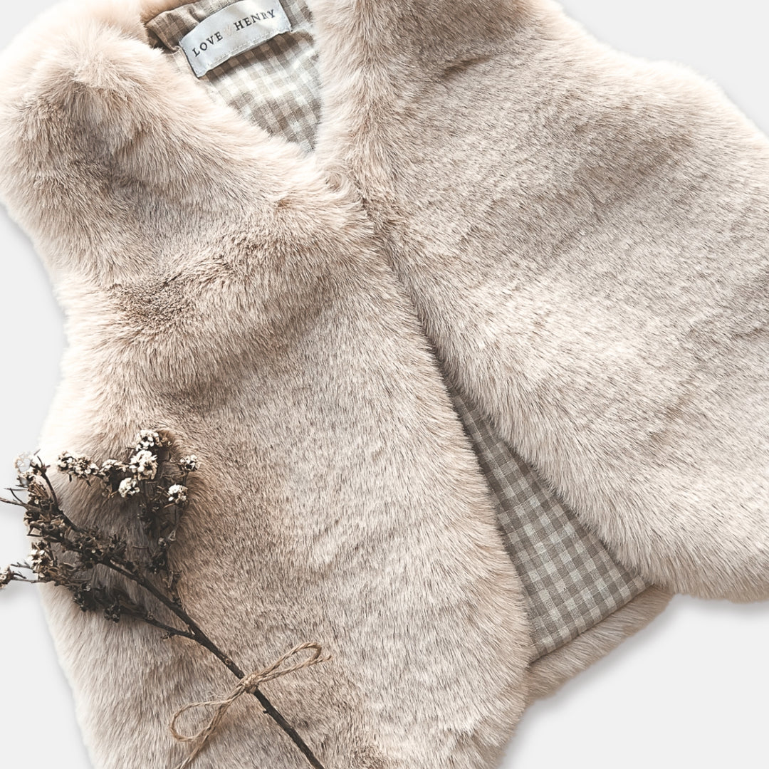 Girls Fur Vest -  Camel
