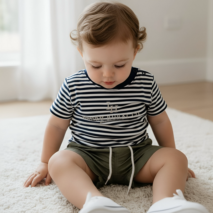 Baby Boys Henry Rural Co Tee - Navy White Stripe 26