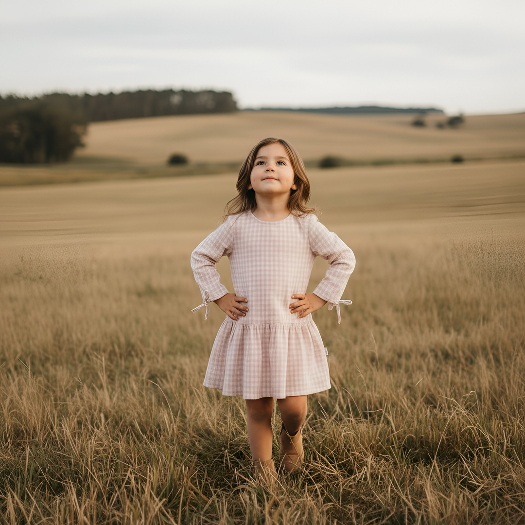 Girls Frankie Dress -  Pink Check