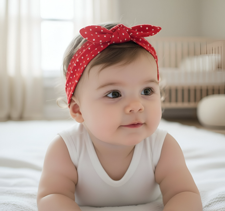 Girls Headband - Red Polka Dots