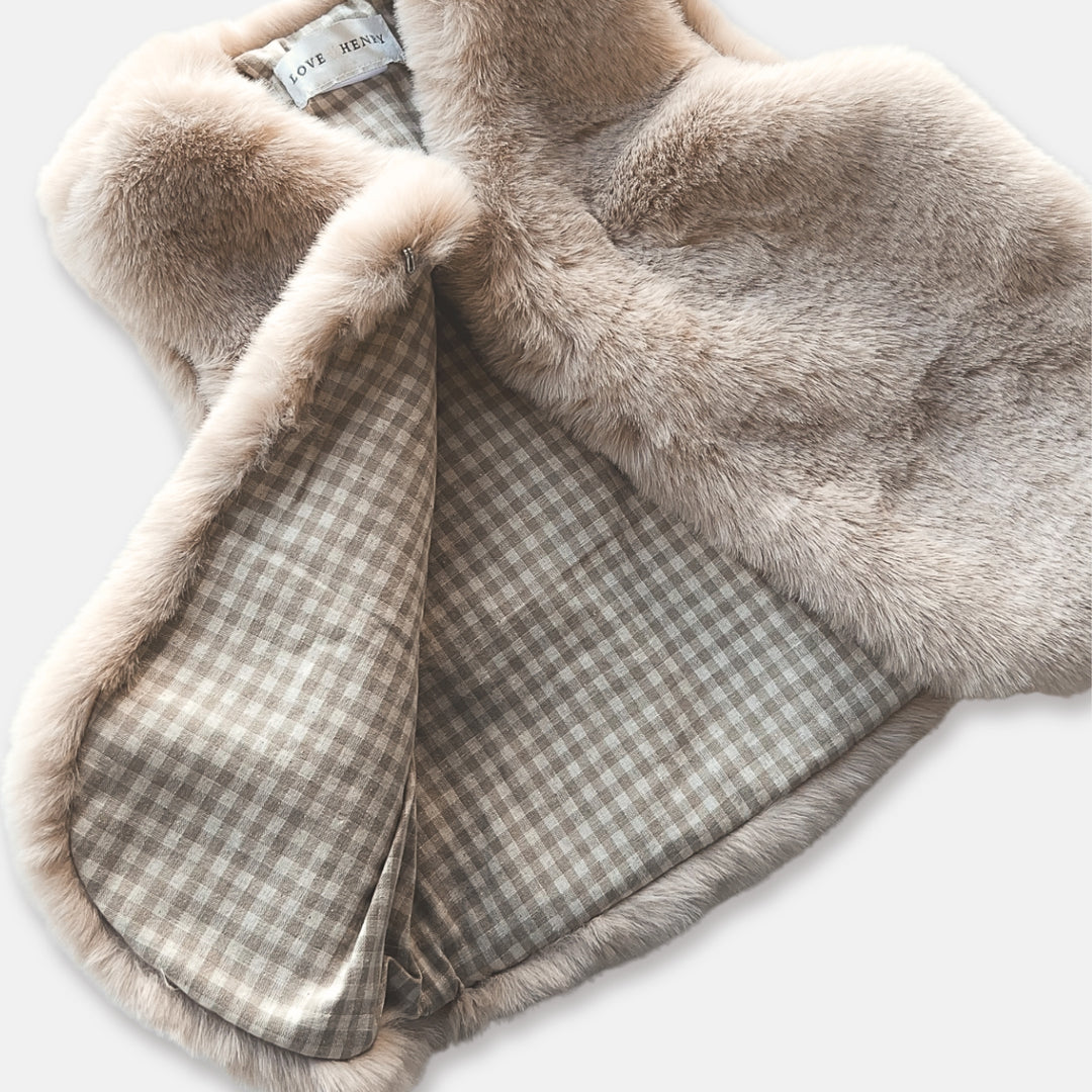 Girls Fur Vest -  Camel