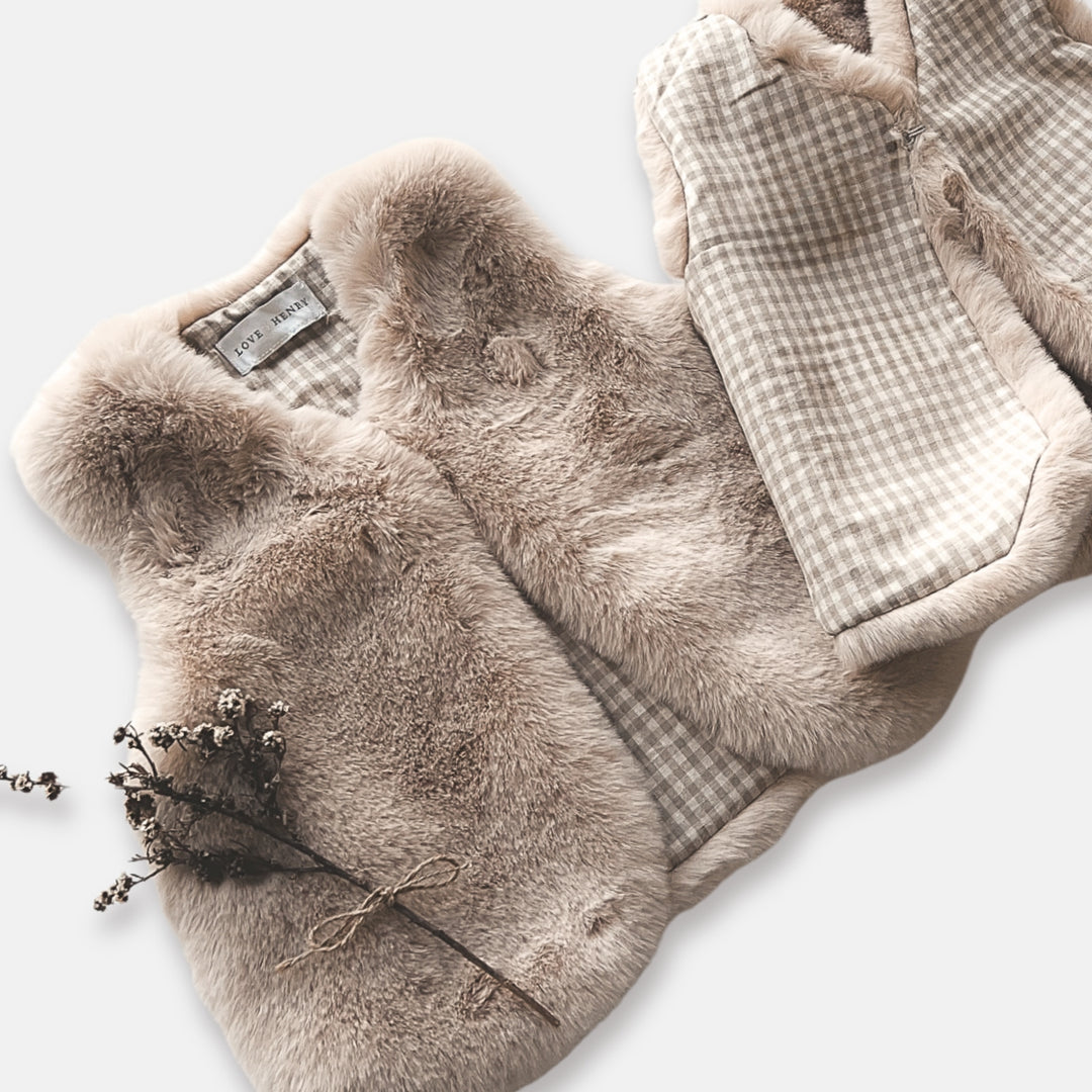 Girls Fur Vest -  Camel