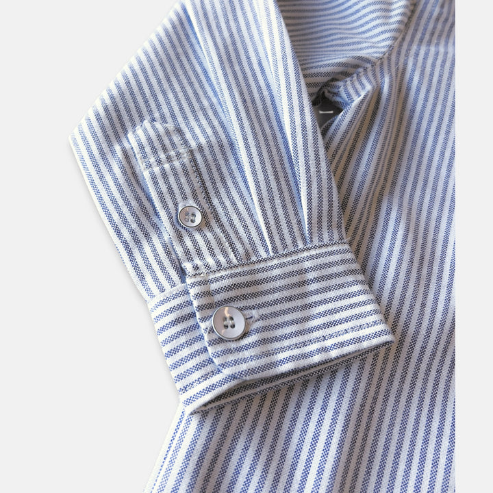 Boys Oxford Dress Shirt - Navy Pinstripe