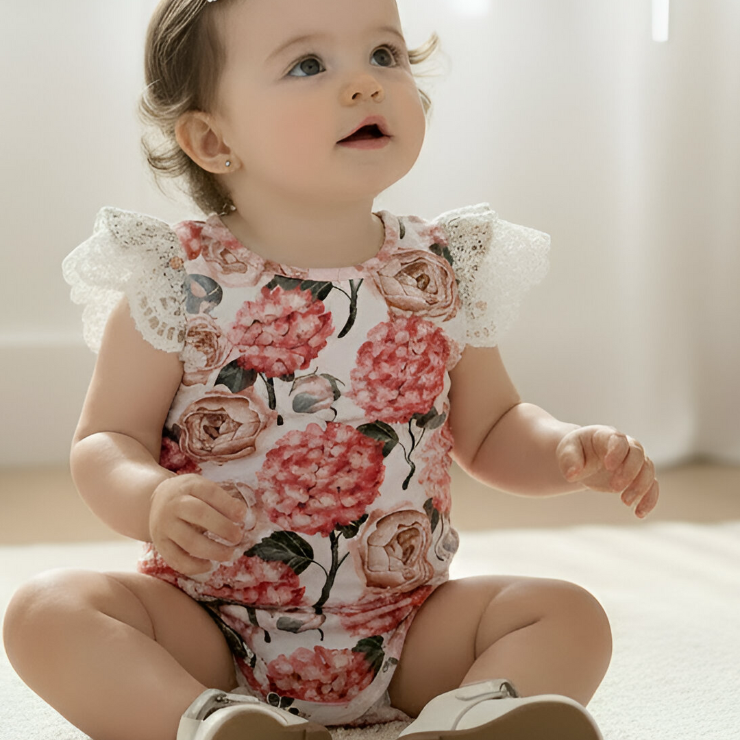 Baby Girls Knit Romper - Pink Blossom