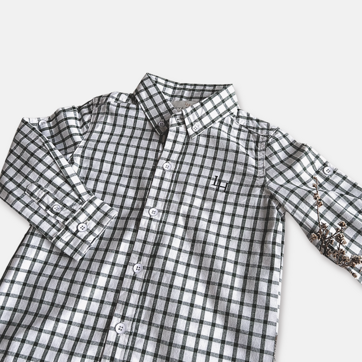 Boys Oxford Dress Shirt - Green Check