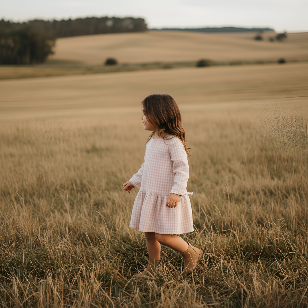 Girls Frankie Dress -  Pink Check