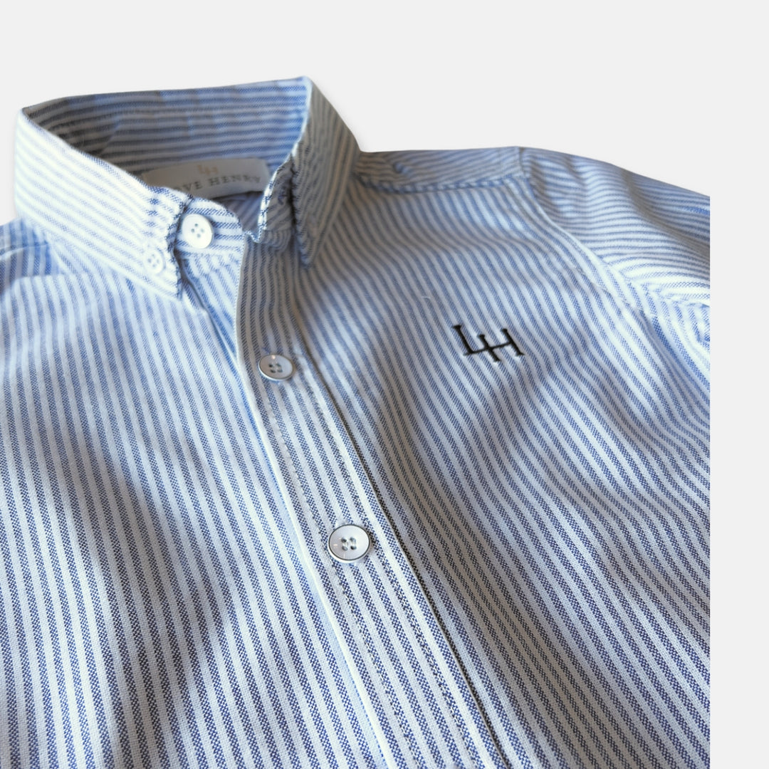 Boys Oxford Dress Shirt - Navy Pinstripe